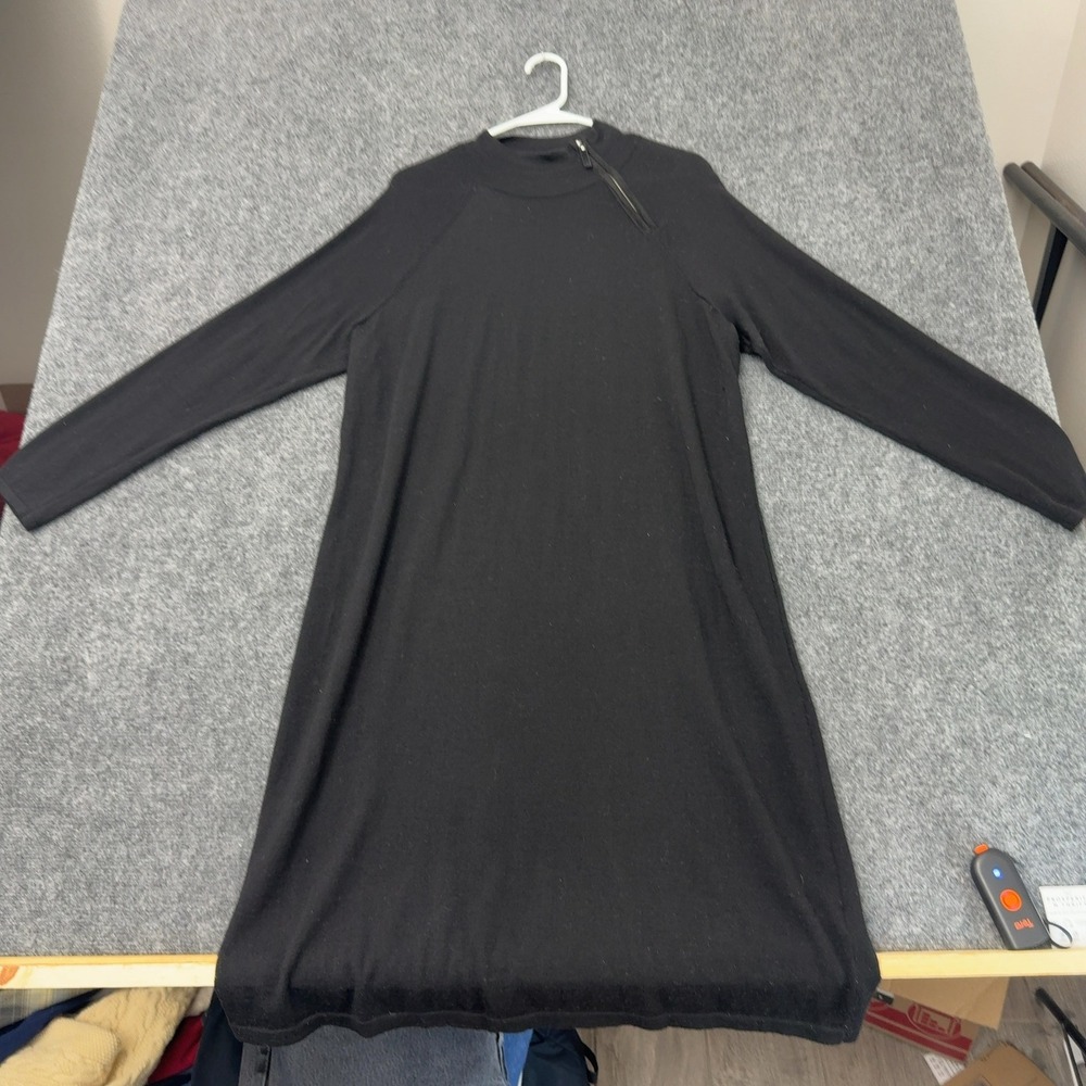 Lauren Ralph Lauren Sweater Dress Womens 2X Black Merino Wool Mock Neck Casual